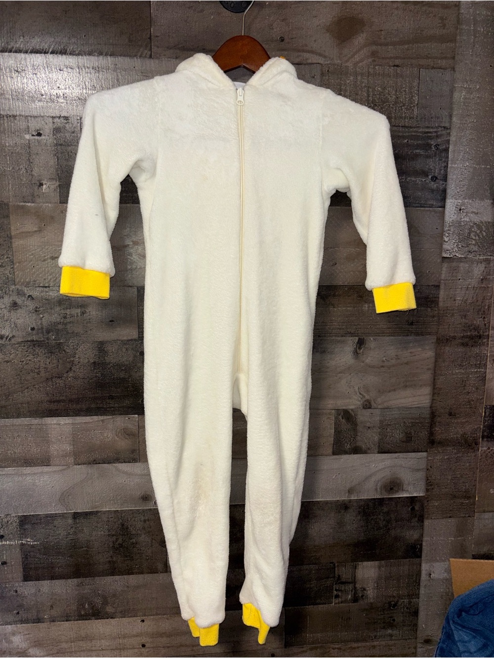 Cozy Cream Kids One-Piece with Yellow Cuff Details